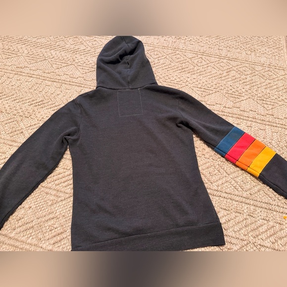 RARE ✨Aviator Nation Signature Rainbow Full Zip Hoodie Sweatshirt Charcoal XS - Picture 6 of 7